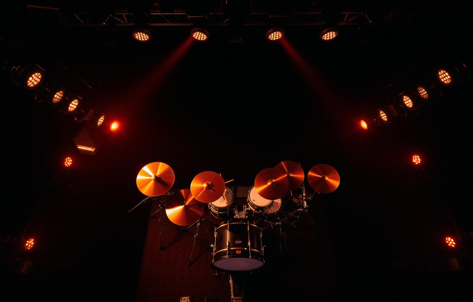 Drum kit on stage